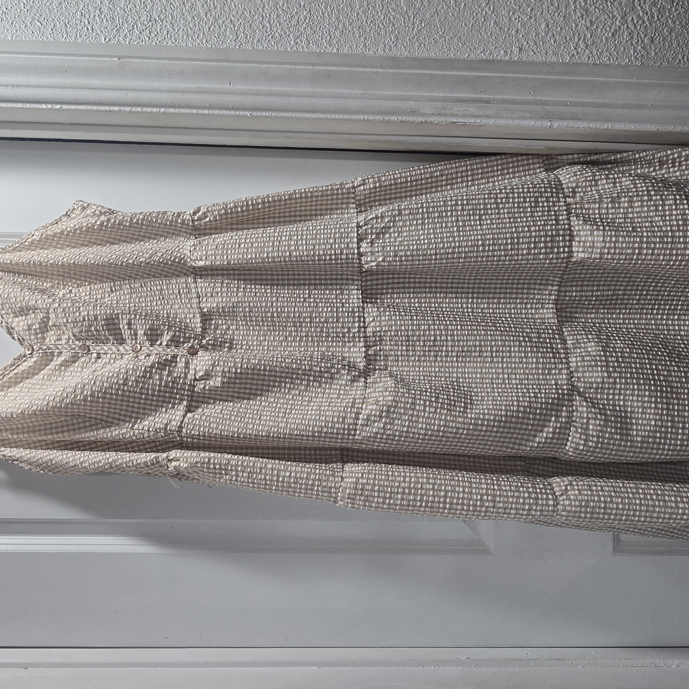 Cream Textured Sleeveless Dress